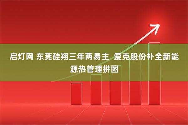 启灯网 东莞硅翔三年两易主  爱克股份补全新能源热管理拼图