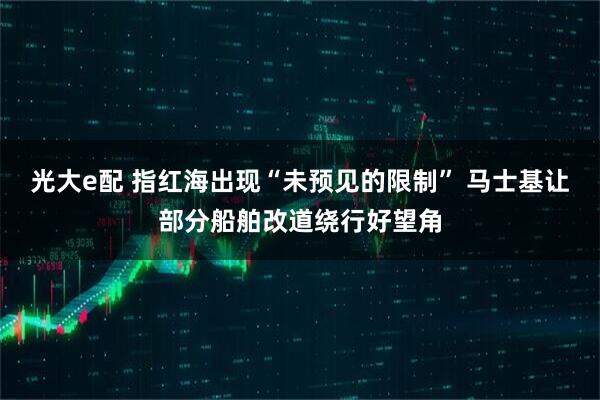 光大e配 指红海出现“未预见的限制” 马士基让部分船舶改道绕行好望角